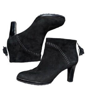 Johnston & Murphy | Gail Black Kid Suede Whipstitch Booties